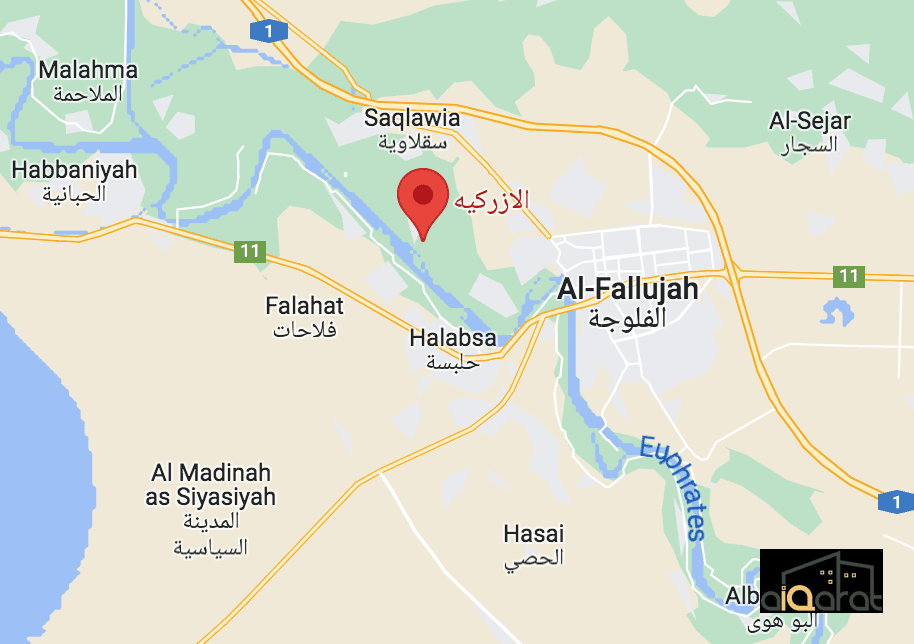 أرض زراعي للبيع في محافظة الأنبار٬ الفلوجة-الازركية (٢ دونم) السعر ٧٠٠ مليون دينار