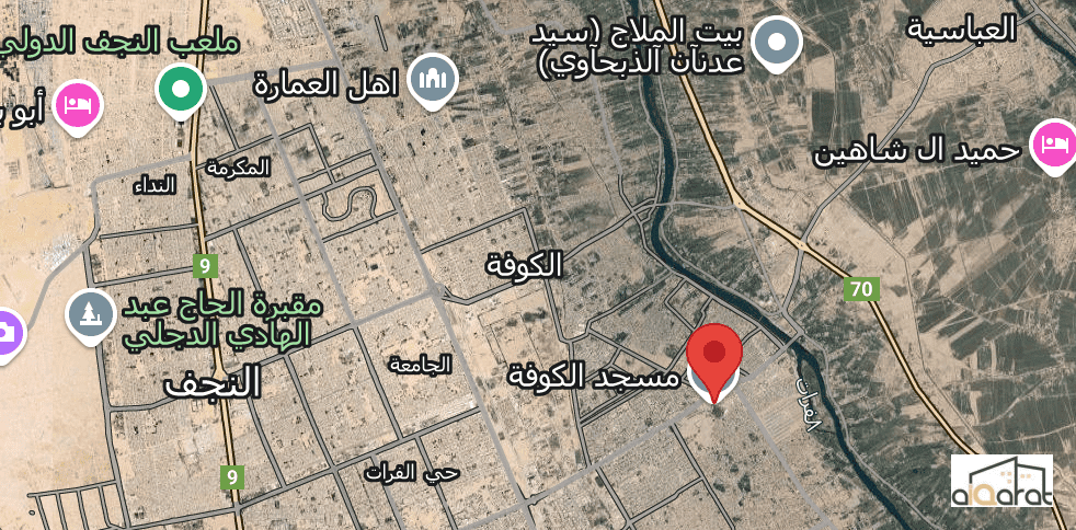 أرض زراعي للبيع في النجف٬الكوفة(١٠٠٠م²)السعر ٩٢مليون دينار